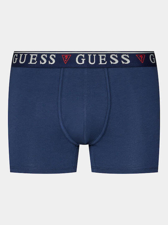 Guess 3 Pack Boxer Trunks Stretch Cotton with Logo Waistband - Gone Wild Blue