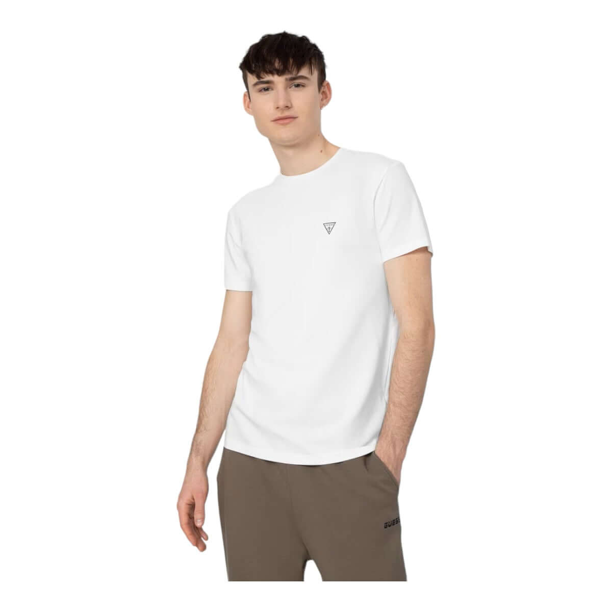 Guess Men’s 2-Pack Caleb Hero T-Shirts – White, Organic Cotton Stretch