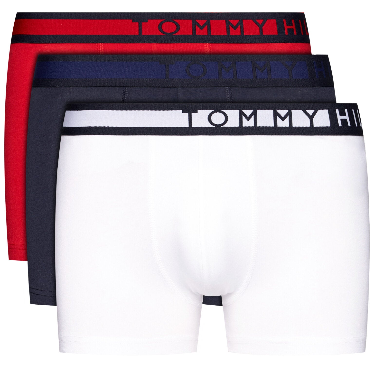 Tommy Hilfiger 3 Pack Trunks ( Navy Blazer / White / Tango Red )