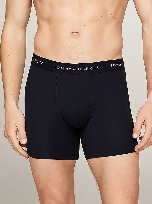 Tommy Hilfiger 3 Pack Logo Boxer Briefs - Black/WB- Red/White/Desert Sky