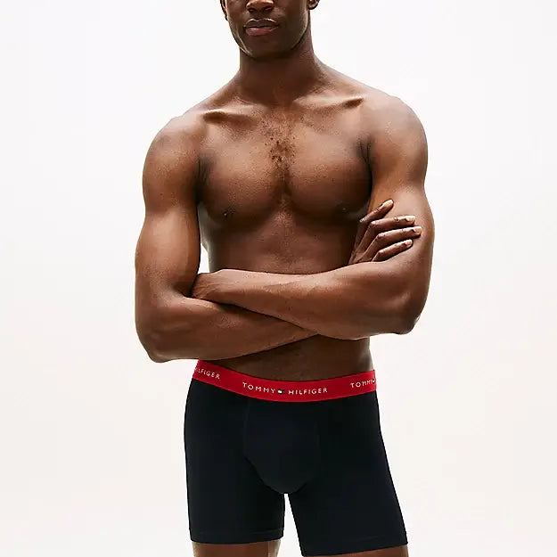Tommy Hilfiger 3 Pack Logo Boxer Briefs - Black/WB- Red/White/Desert Sky
