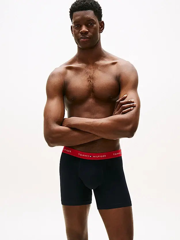 Tommy Hilfiger 3 Pack Logo Boxer Briefs - Black/WB- Red/White/Desert Sky