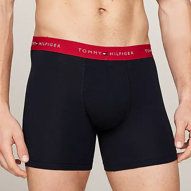 Tommy Hilfiger 3 Pack Logo Boxer Briefs - Black/WB- Red/White/Desert Sky