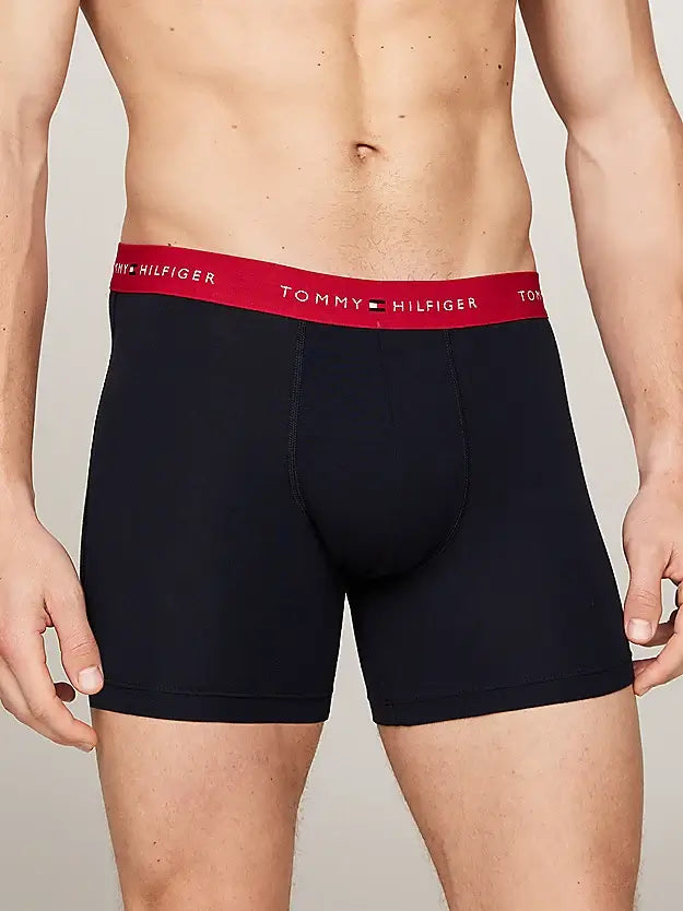 Tommy Hilfiger 3 Pack Logo Boxer Briefs - Black/WB- Red/White/Desert Sky