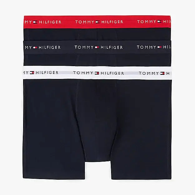 Tommy Hilfiger 3 Pack Logo Boxer Briefs - Black/WB- Red/White/Desert Sky