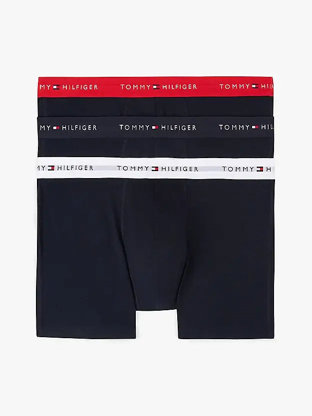 Tommy Hilfiger 3 Pack Logo Boxer Briefs - Black/WB- Red/White/Desert Sky