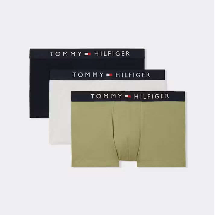 Tommy Hilfiger 3-Pack TH Original Logo Waistband Trunks - Desert Sky/Olive/Beige