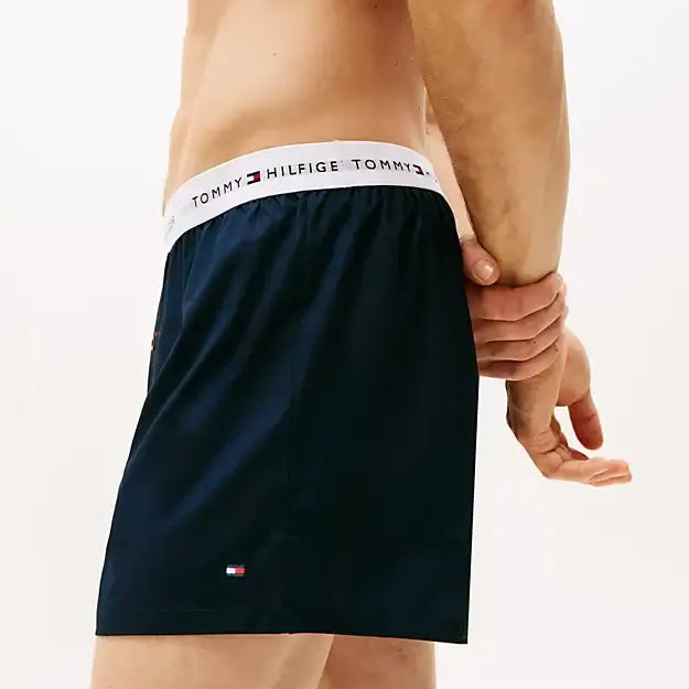 Tommy Hilfiger Men's Woven Boxer Shorts 2-Pack – 100% Cotton in Blue / Desert Sky