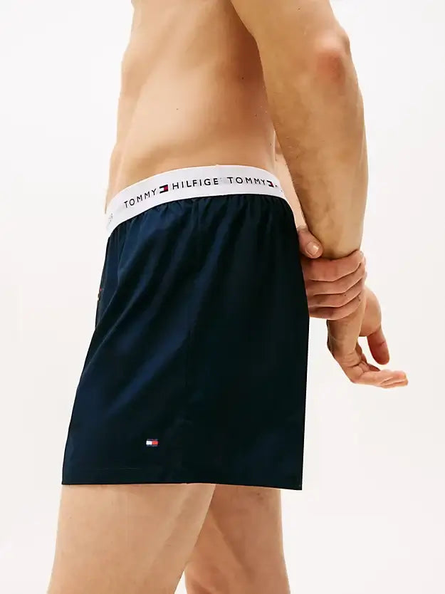 Tommy Hilfiger Men's Woven Boxer Shorts 2-Pack – 100% Cotton in Blue / Desert Sky