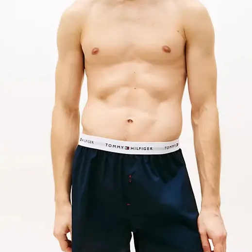 Tommy Hilfiger Men's Woven Boxer Shorts 2-Pack – 100% Cotton in Blue / Desert Sky