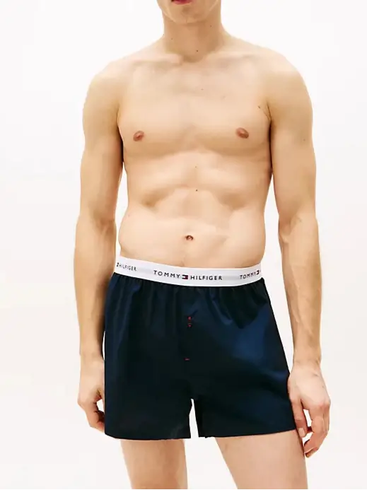 Tommy Hilfiger Men's Woven Boxer Shorts 2-Pack – 100% Cotton in Blue / Desert Sky