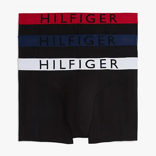 Tommy Hilfiger 3-Pack Logo Waistband Trunks - Black, Red/White/Blue W/B