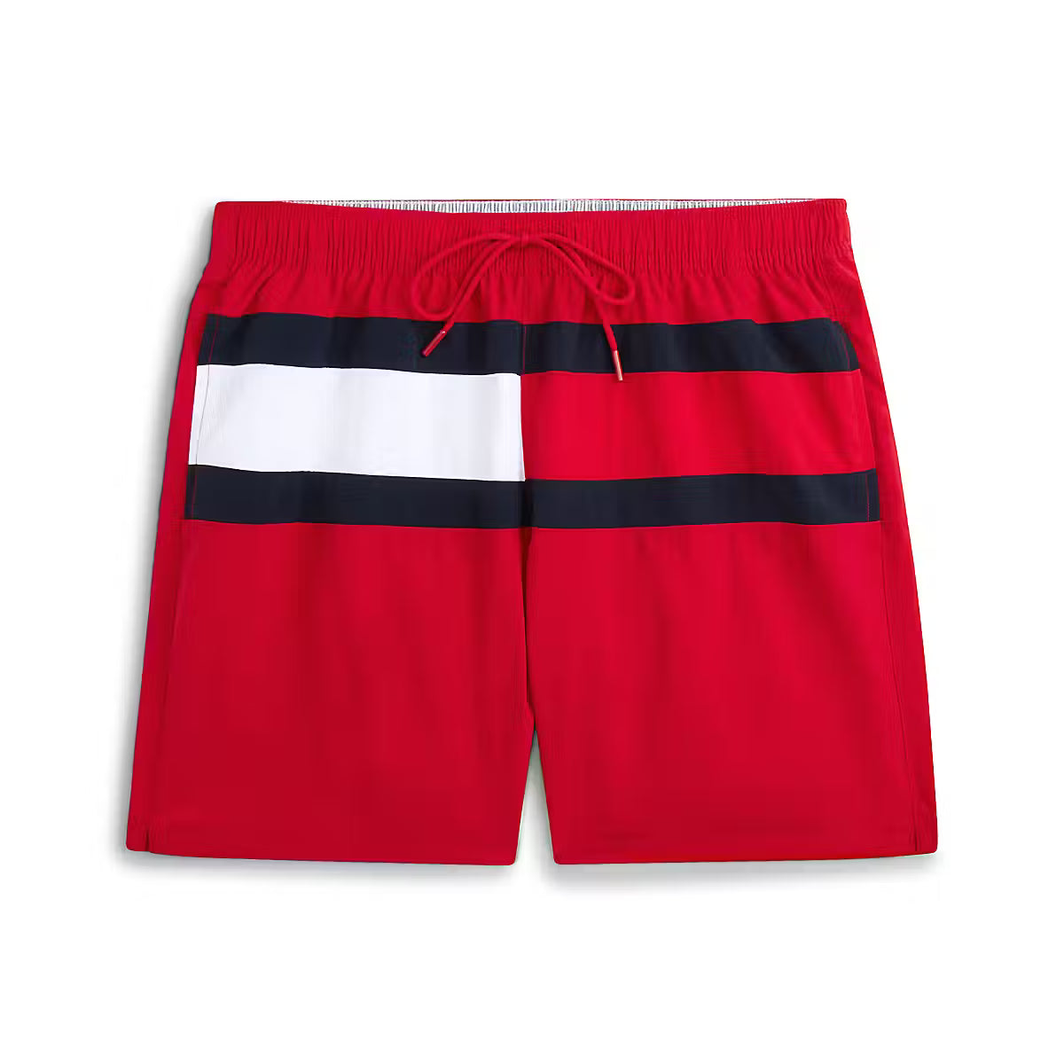 Tommy Hilfiger men’s red flag mid-length recycled nylon swim shorts