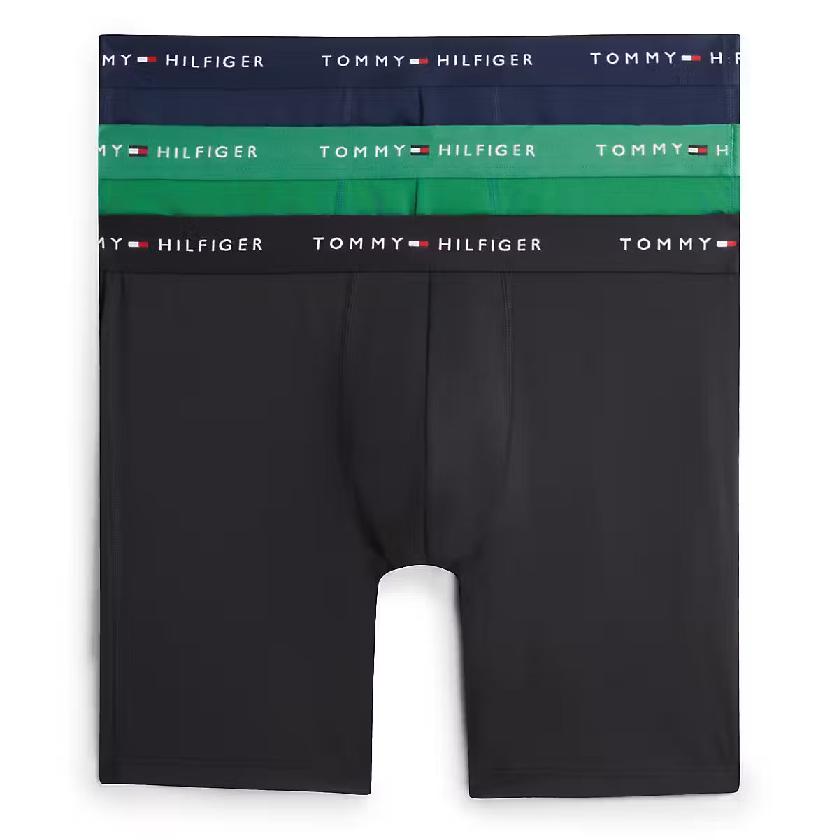 Tommy Hilfiger men’s 3-pack microfibre long boxer briefs in navy black and green