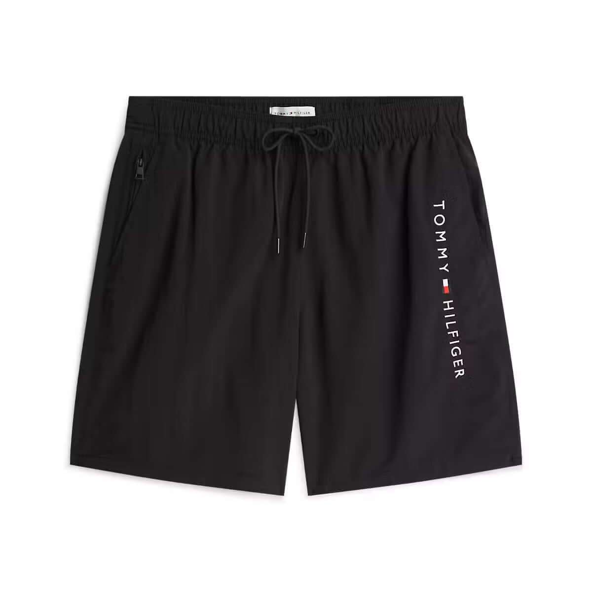 Tommy Hilfiger long drawstring swim shorts black front