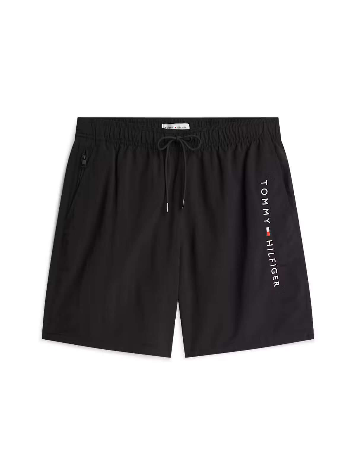 Tommy Hilfiger long drawstring swim shorts black front