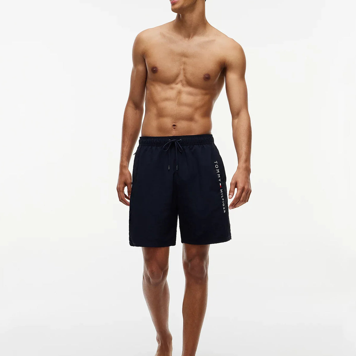 Tommy Hilfiger long drawstring swim shorts navy blue lifestyle
