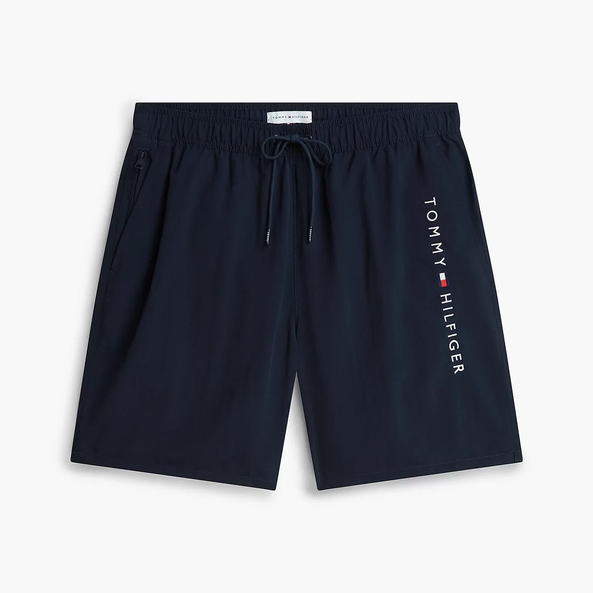 Tommy Hilfiger long drawstring swim shorts navy blue detail