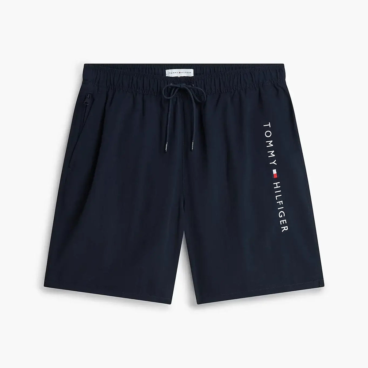 Tommy Hilfiger long drawstring swim shorts navy blue detail