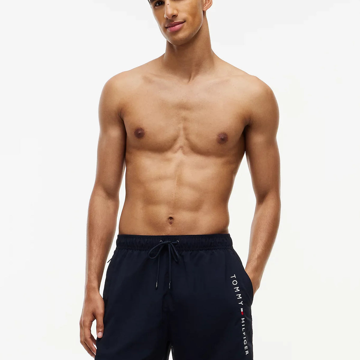 Tommy Hilfiger long drawstring swim shorts navy blue front