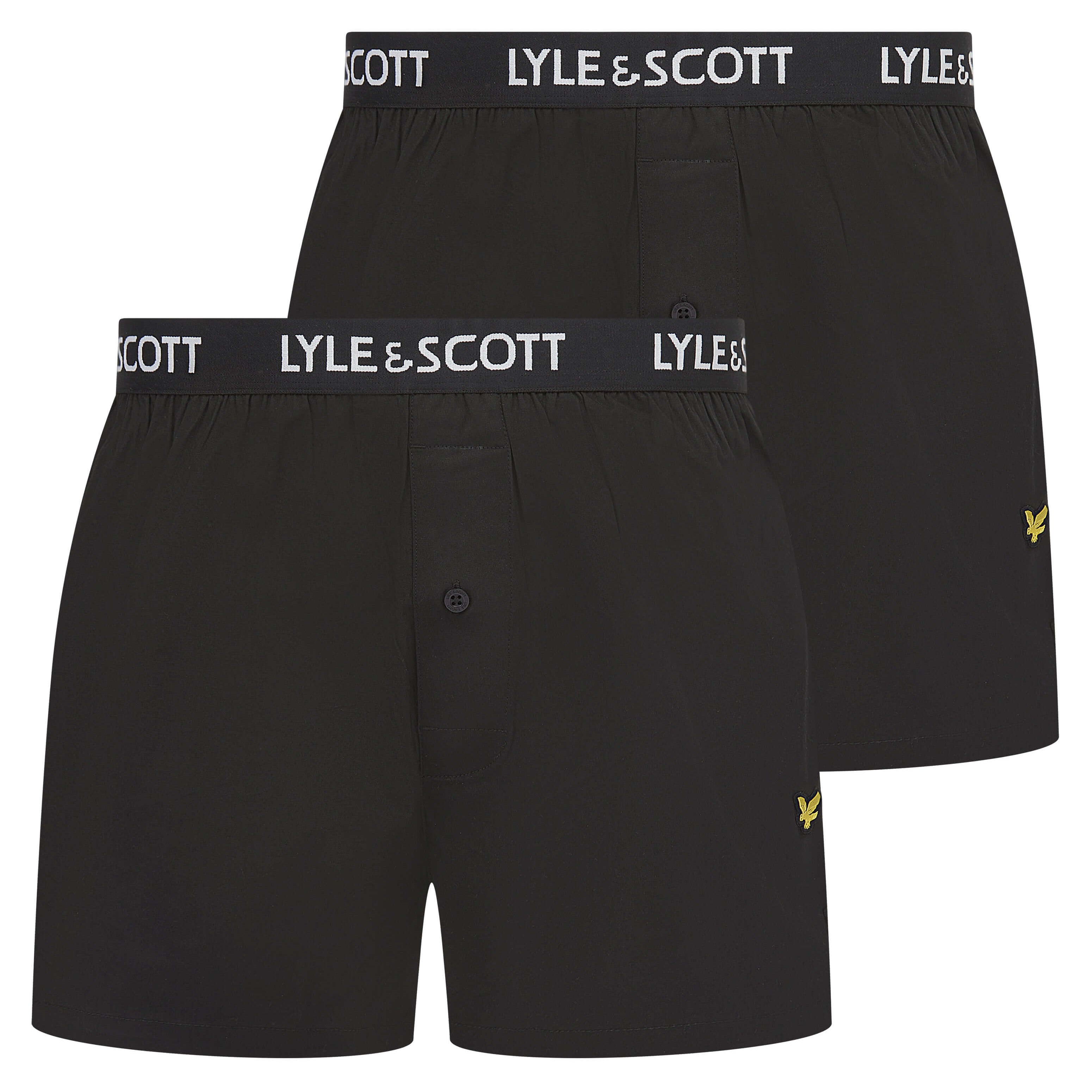 Lyle & Scott 2 Pack Men's Usher Woven Boxers - Black