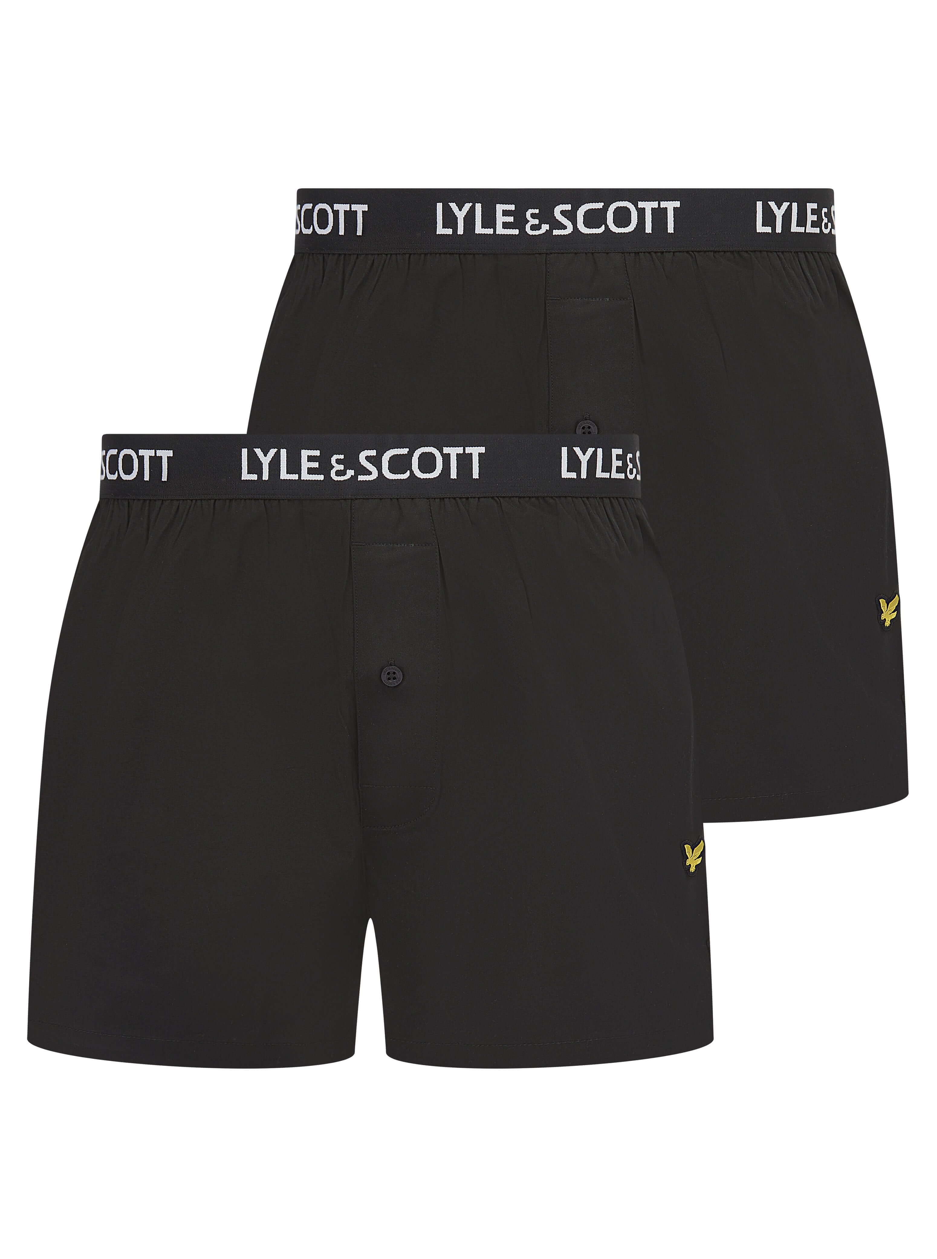 Lyle & Scott 2 Pack Men's Usher Woven Boxers - Black