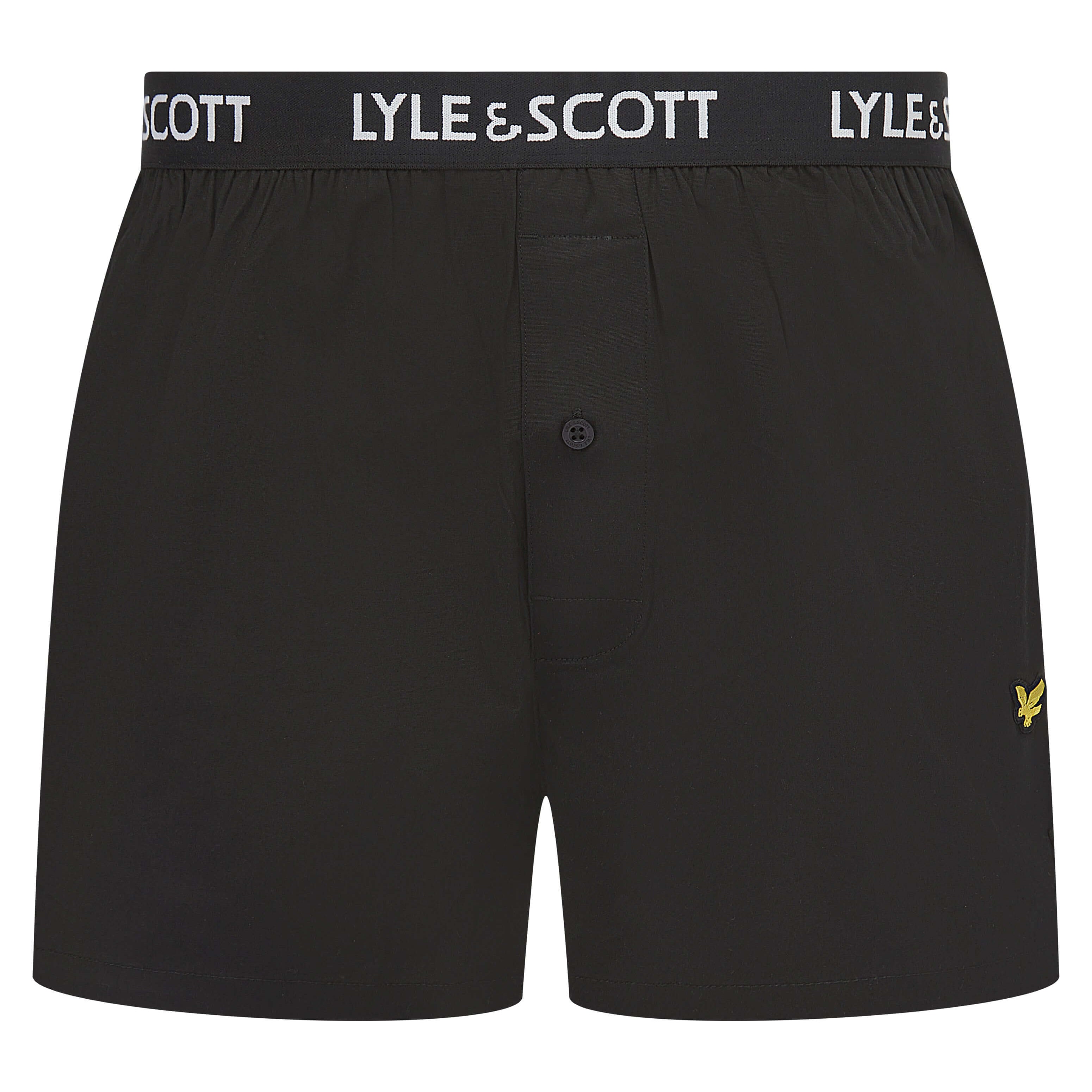 Lyle & Scott 2 Pack Men's Usher Woven Boxers - Black