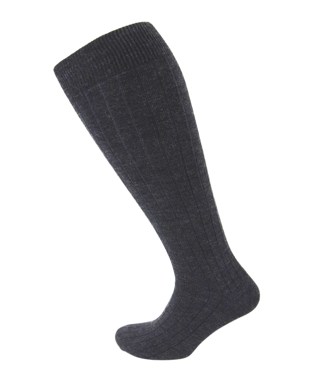 Viyella Mens Knee High Wool Ribbed Sock With Hand Linked Toe City Gr
