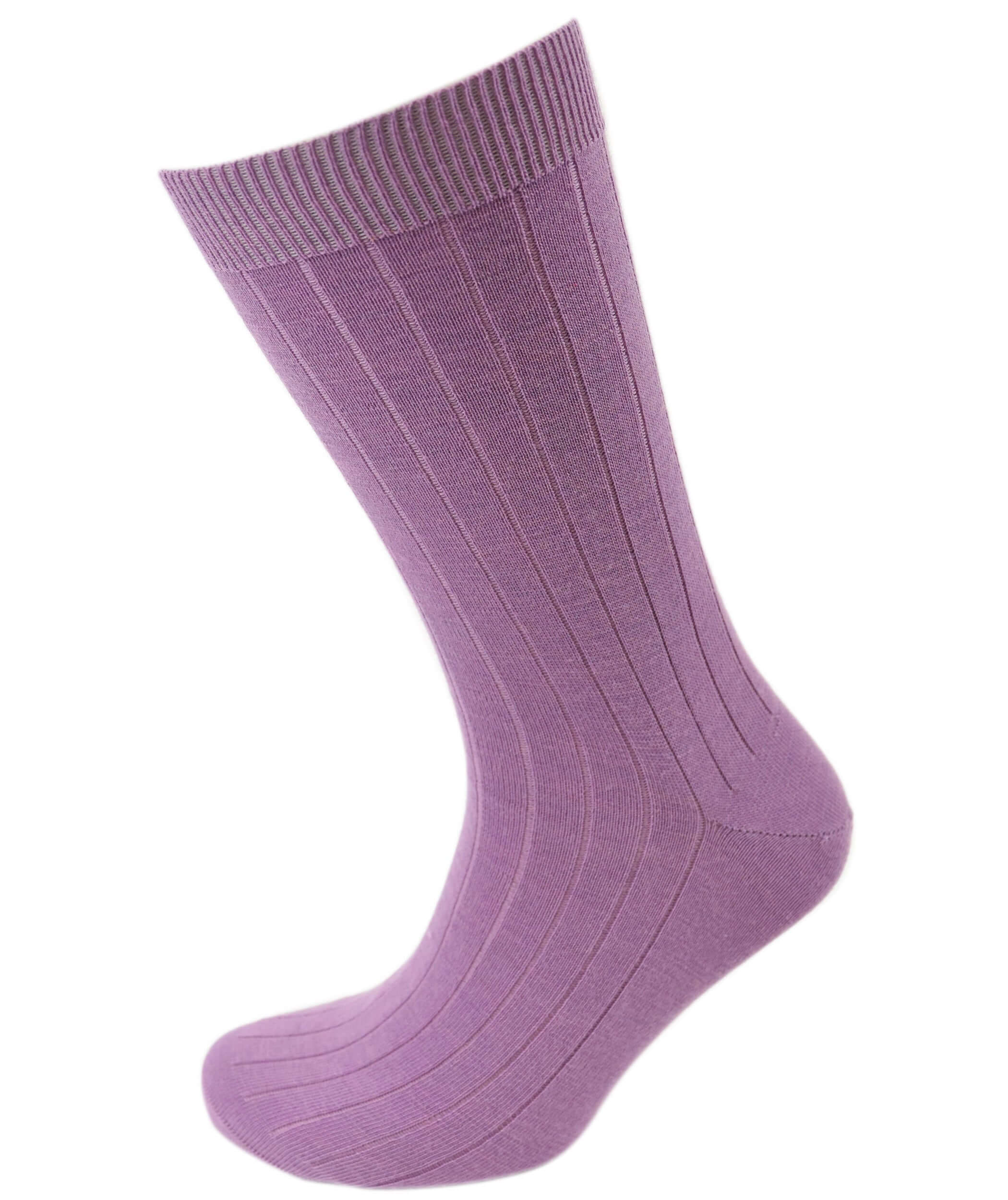 Viyella Men’s Short Merino Wool Socks – Ribbed, Hand Linked Toe, Mauve UK 6-11