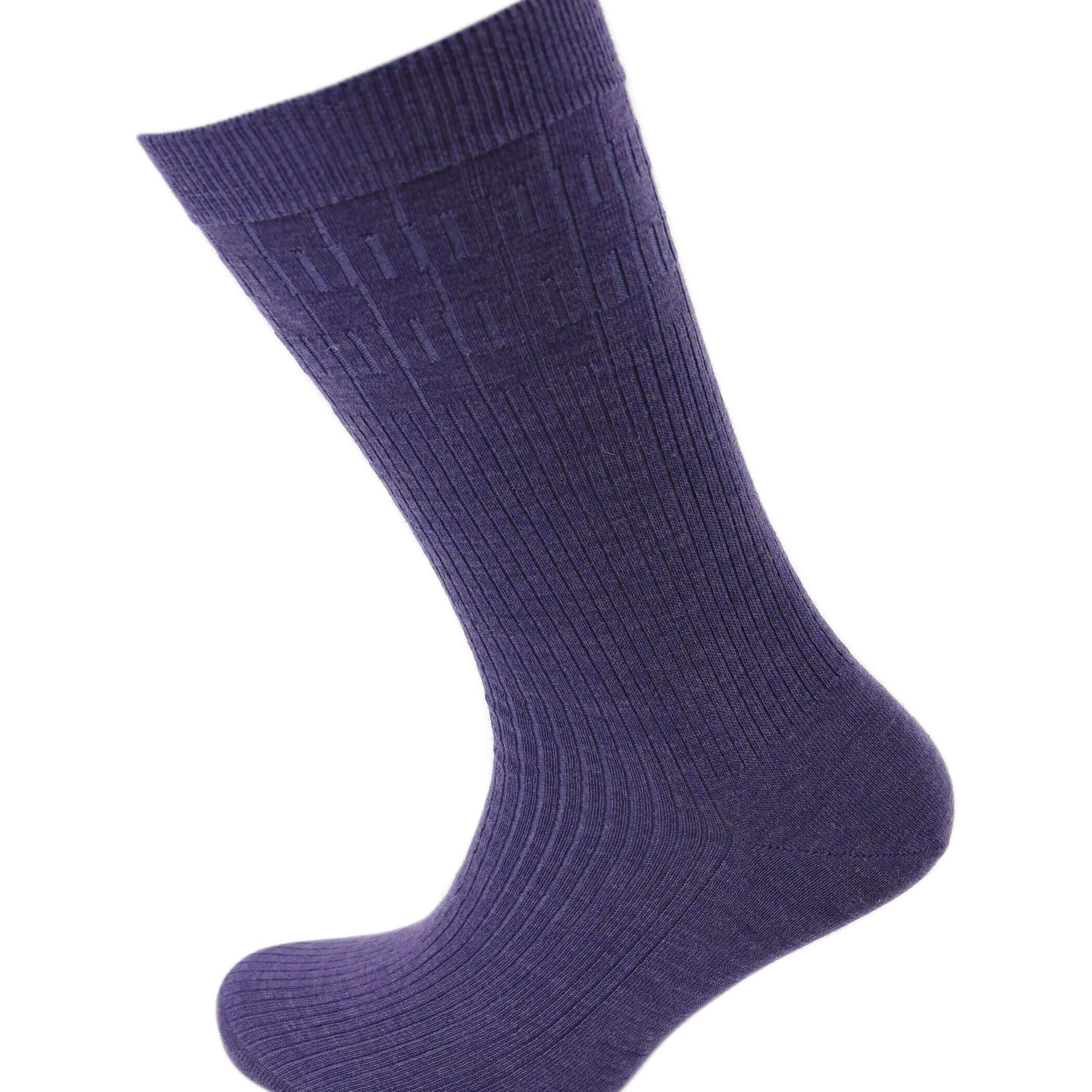 Viyella Mens Softouch Non Elastic Wool Socks With Hand Linked Toe - Purple