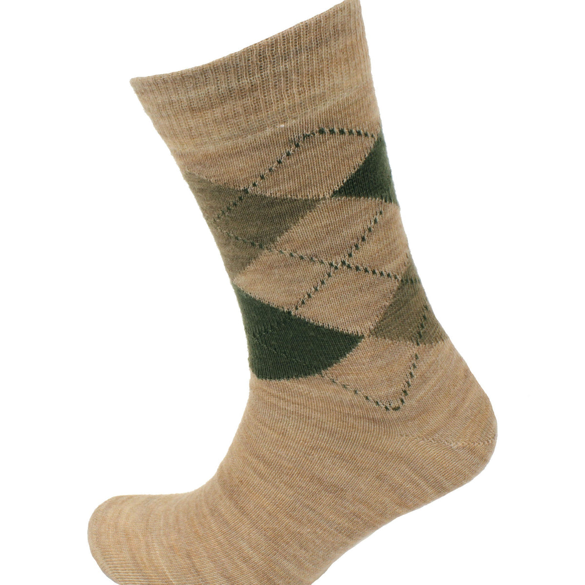 Viyella Men's Merino Wool Argyle Socks - Beige - Made in England