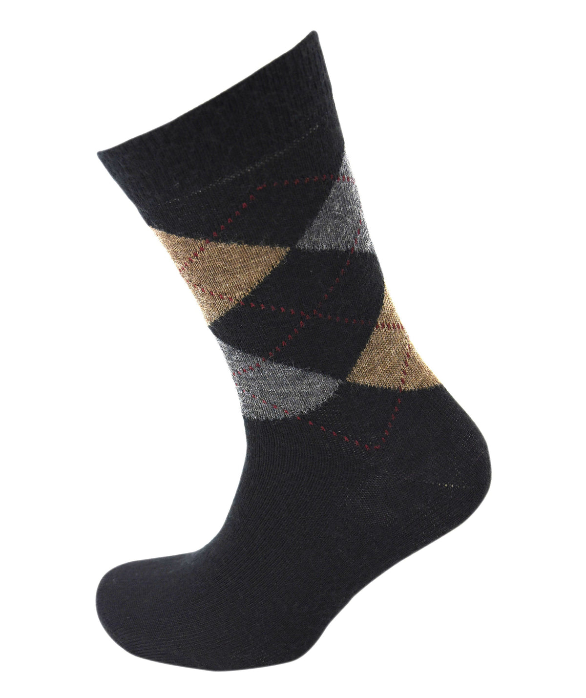 Viyella Men's Merino Wool Argyle Socks - Black - Made in England