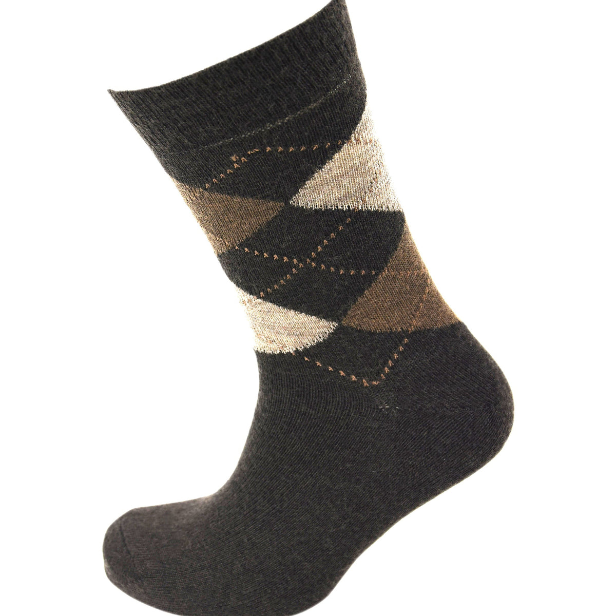 Viyella Men's Merino Wool Argyle Socks - Brown - Made in England