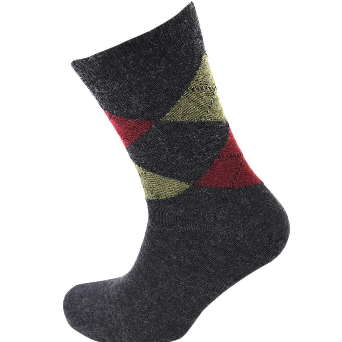 Viyella Men's Merino Wool Argyle Socks - Charcoal - Made in England