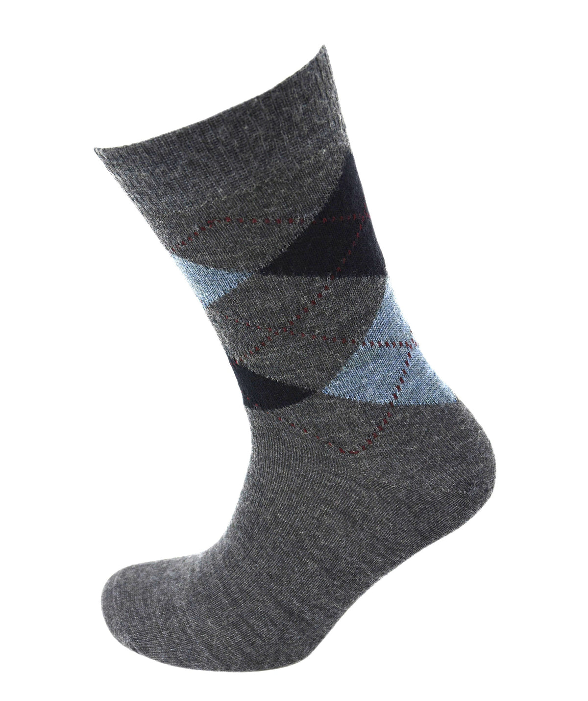 Viyella Men's Merino Wool Argyle Socks - Mid Grey - Made in England