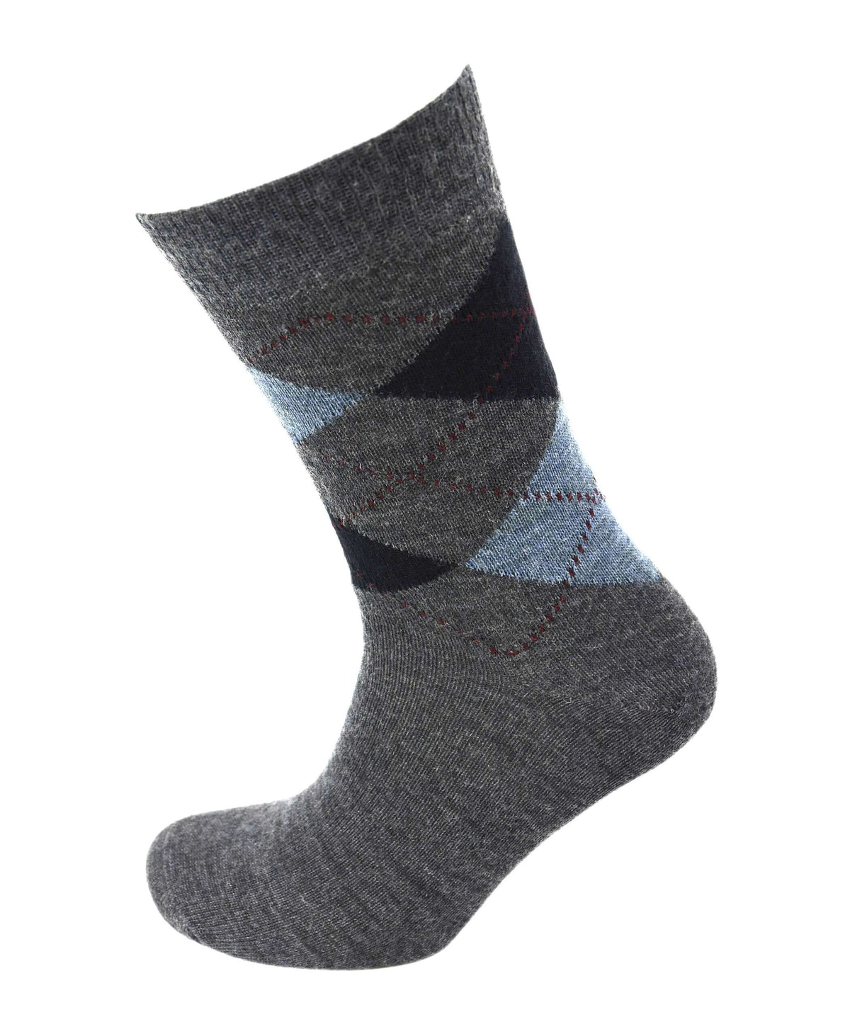 Viyella Men's Merino Wool Argyle Socks - Mid Grey - Made in England