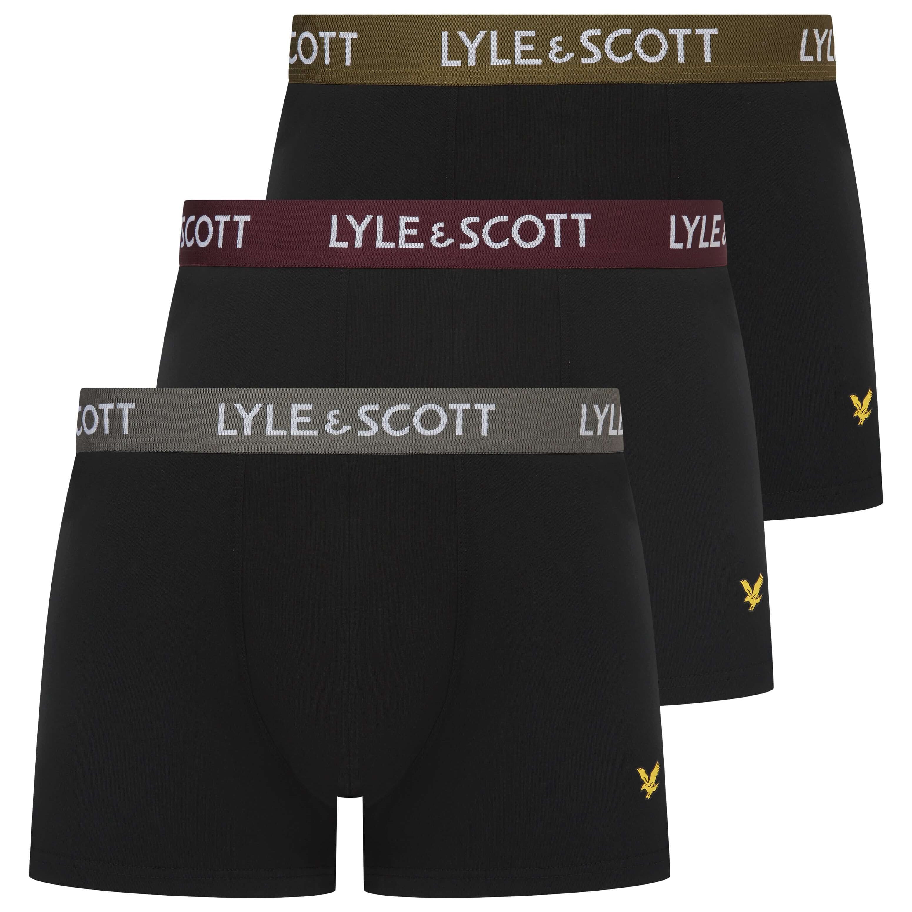 Lyle & Scott Men's 3 Pack Cotton Stretch Trunks - Black Multi