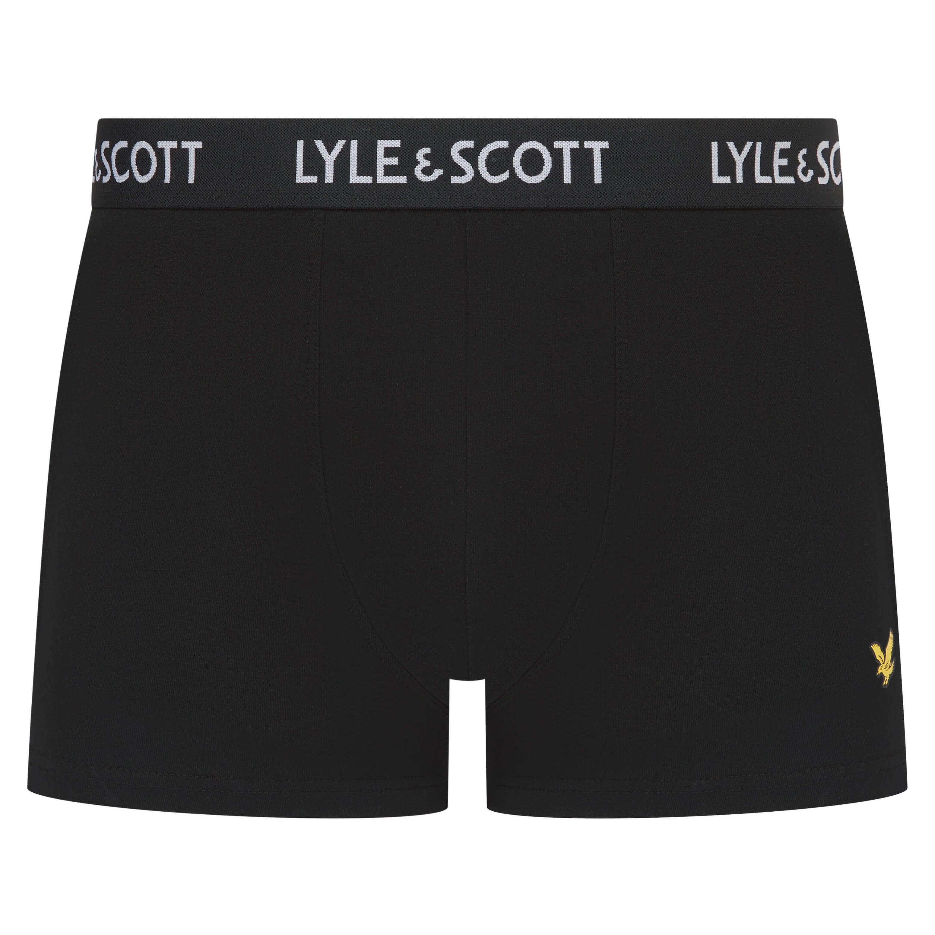 Lyle & Scott Men's 3 Pack Cotton Stretch Trunks - Wine Tasting / Black / Pine Grove