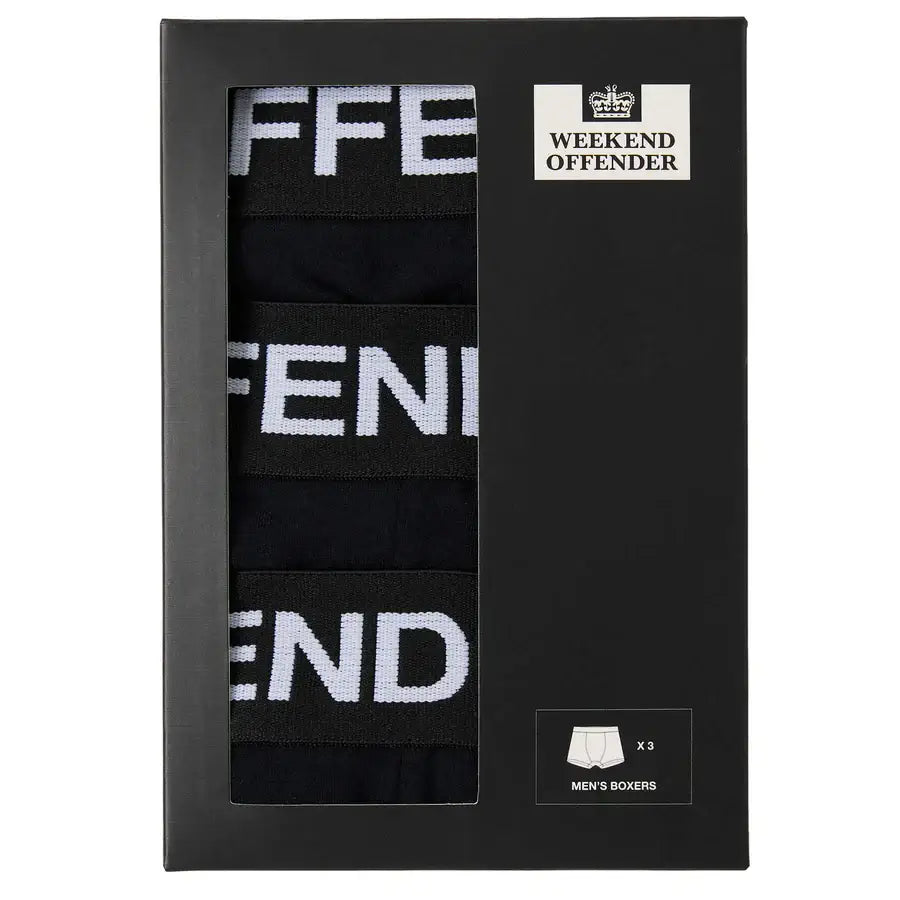 Weekend Offender Boxer Shorts Pack Of 3 Trunks - Black