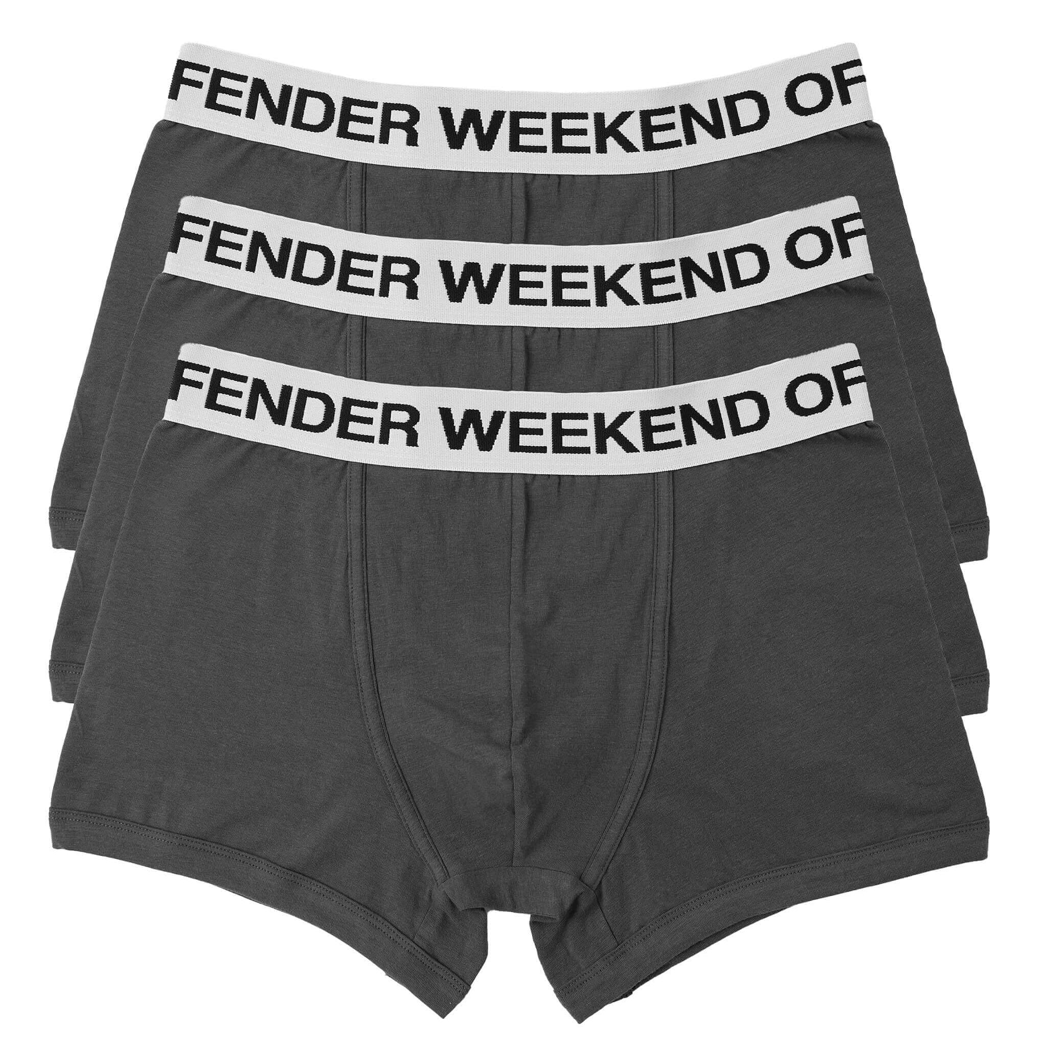 Weekend Offender Boxer Shorts 3 Pack Trunks - Dark Charcoal