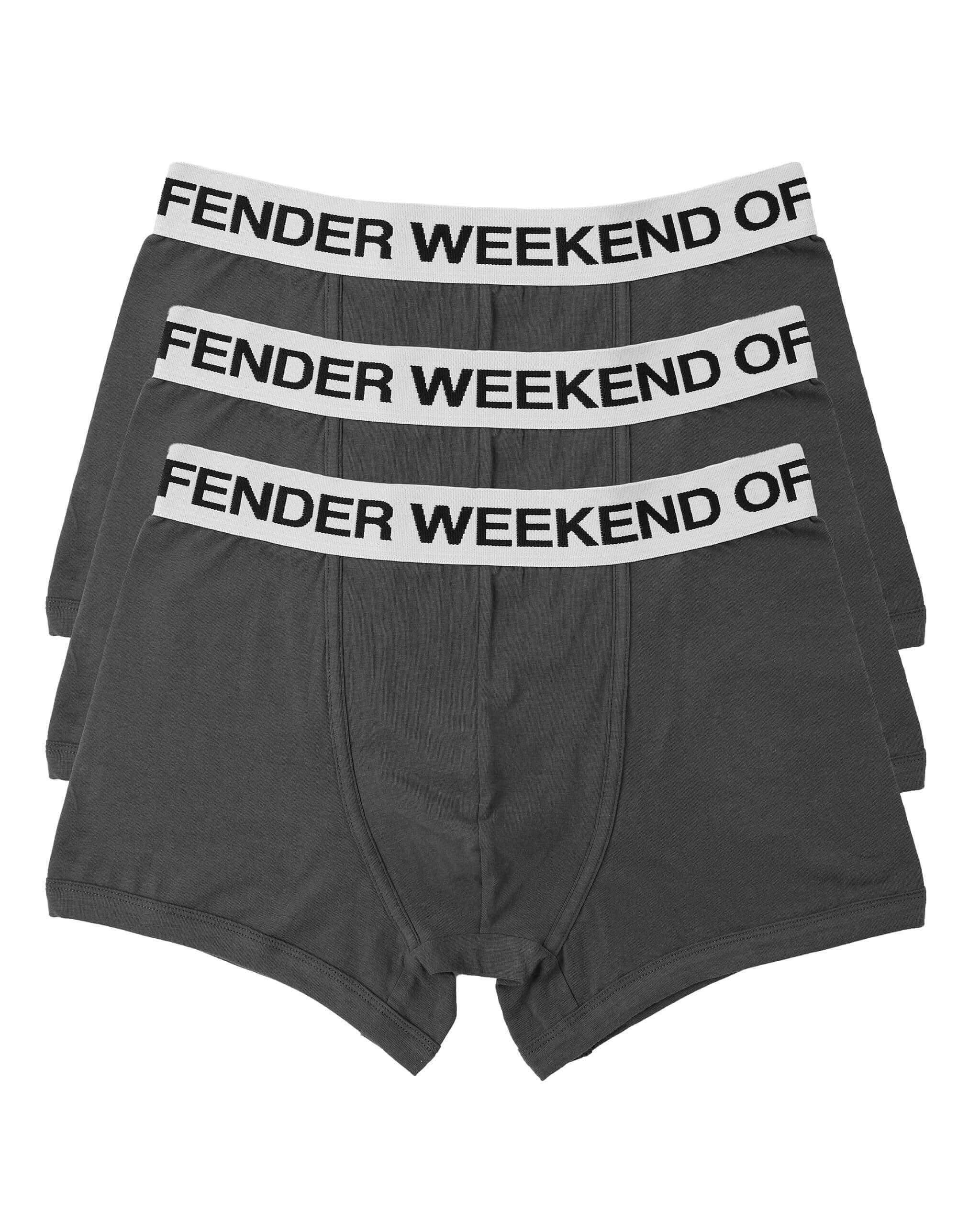 Weekend Offender Boxer Shorts 3 Pack Trunks - Dark Charcoal