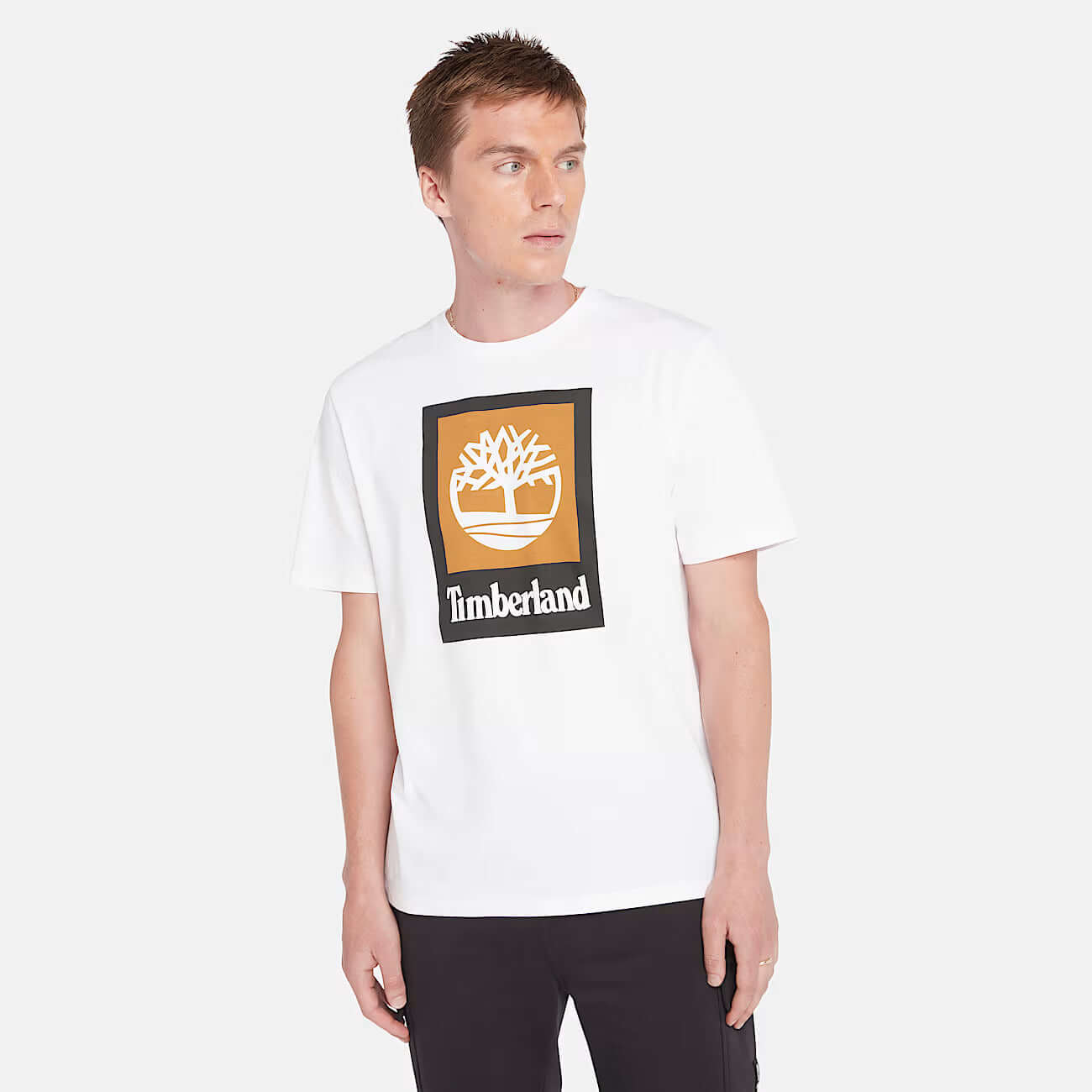 Timberland All Gender Stack Logo T-Shirt in White