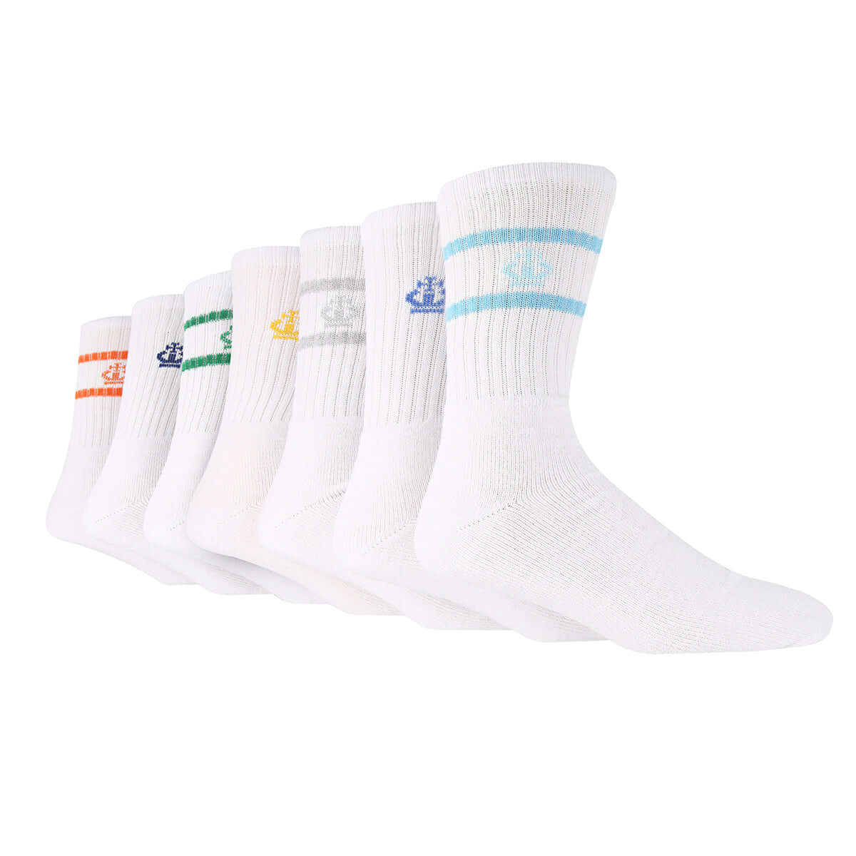 Jeff Banks Men's 7 Pack Sport Socks - White One Size ( 7-11 ) - FAS1