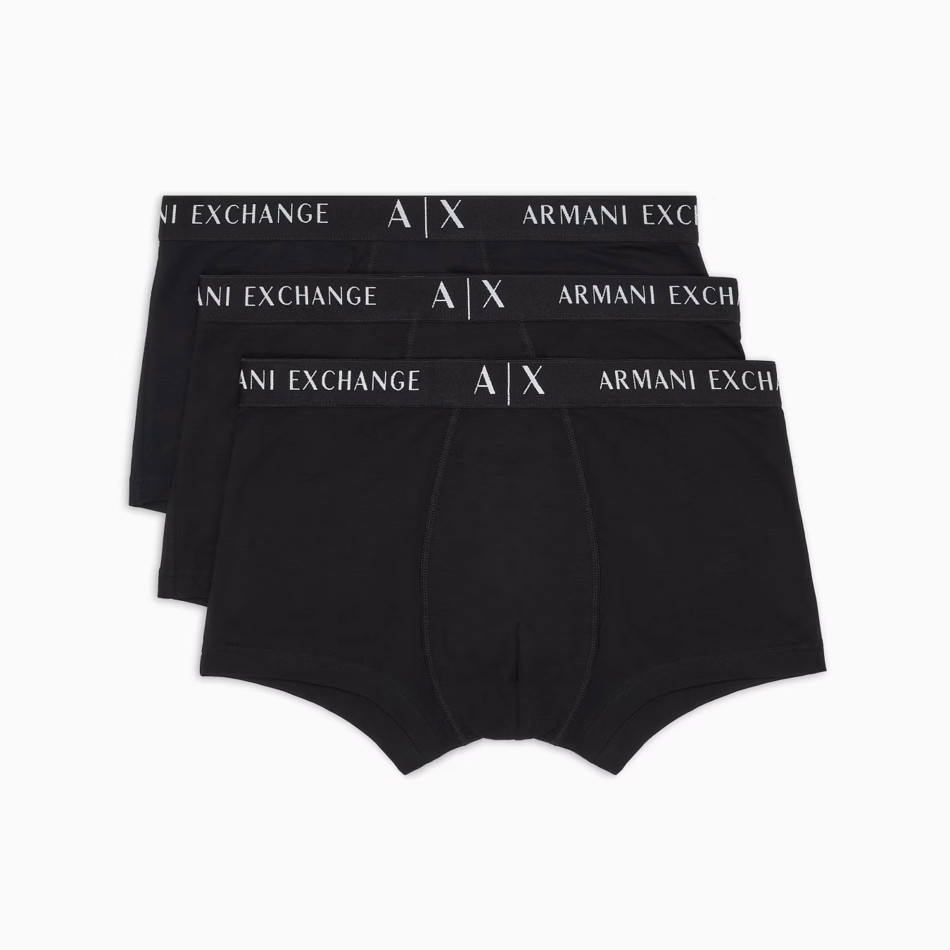 Armani Exchange 3 Pack Trunks Stretch Cotton - Black