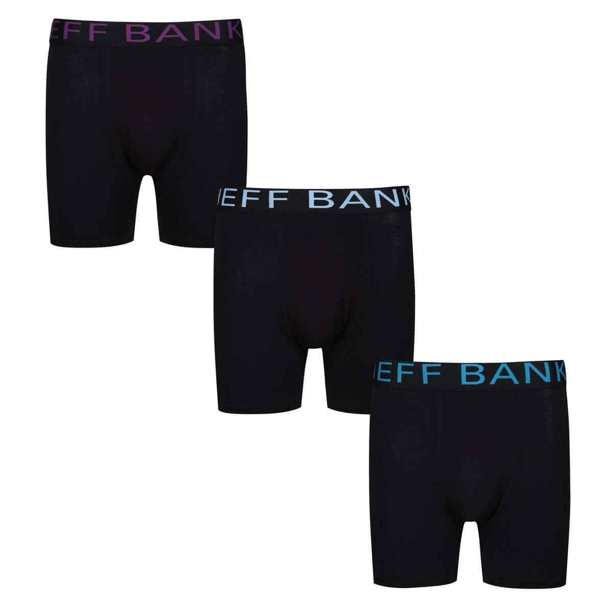 Jeff Banks Men's 3 Pack Black Bamboo Boxers - Black With Coloured Logos
