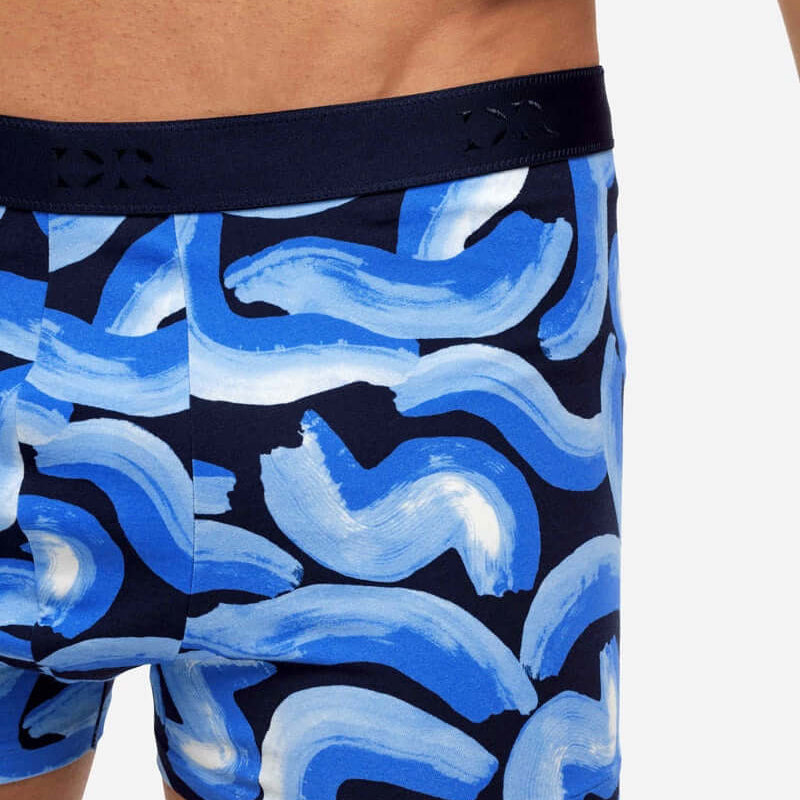 Derek Rose Men's Trunks - Navy Brushstroke Pima Cotton