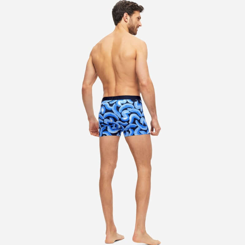 Derek Rose Men's Trunks - Navy Brushstroke Pima Cotton
