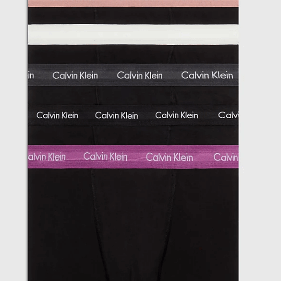 Calvin Klein 5 Pack Cotton Stretch - Normal Rise Trunks ( Black Coloured Waistband )
