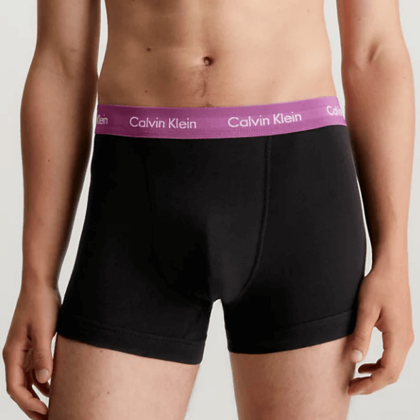 Calvin Klein 5 Pack Cotton Stretch - Normal Rise Trunks ( Black Coloured Waistband )