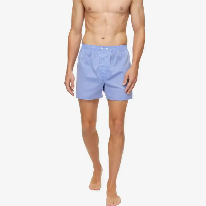 Derek Rose Men's Classic Fit Boxers -Amalfi Cotton Batiste Blue